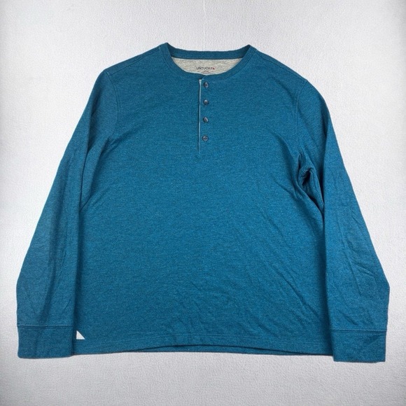 UNTUCKit Other - UNTUCKit Pullover Men Large Henley Teal Blue Grassi Lined Long Sleeve Thermal